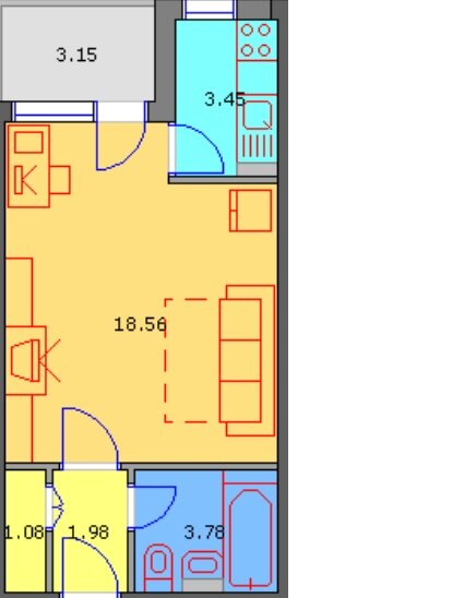 Bd. Timisoara, garsoniera vizavi Plaza Romania.